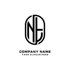 Initial Letter NT Linked Rounded Design Logo, Black color. feminine outline logo design