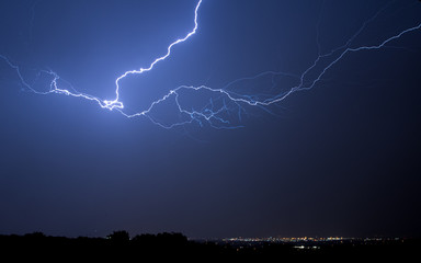 Lightning in the night sky over South Denver