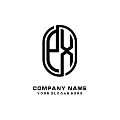 Initial Letter PX Linked Rounded Design Logo, Black color. feminine outline logo design