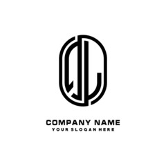 Initial Letter QL Linked Rounded Design Logo, Black color. feminine outline logo design