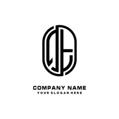 Initial Letter QT Linked Rounded Design Logo, Black color. feminine outline logo design