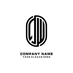 Initial Letter QW Linked Rounded Design Logo, Black color. feminine outline logo design