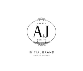  A J AJ Beauty vector initial logo, handwriting logo of initial signature, wedding, fashion, jewerly, boutique, floral and botanical with creative template for any company or business.