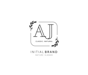  A J AJ Beauty vector initial logo, handwriting logo of initial signature, wedding, fashion, jewerly, boutique, floral and botanical with creative template for any company or business.