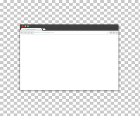 	 Web Simple Browser window white, transparent background, flat. Simple browser window, flat vector.