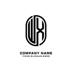 Initial Letter WX Linked Rounded Design Logo, Black color. feminine outline logo design