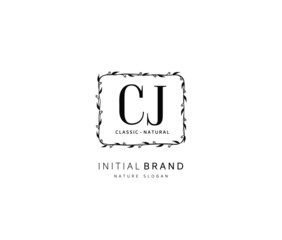 C J CJ Beauty vector initial logo, handwriting logo of initial signature, wedding, fashion, jewerly, boutique, floral and botanical with creative template for any company or business.