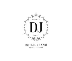 D J DJ Beauty vector initial logo, handwriting logo of initial signature, wedding, fashion, jewerly, boutique, floral and botanical with creative template for any company or business.