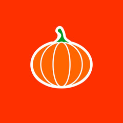Pumpkin icon, flat design template, Halloween symbol, Thanksgiving Day sign, vector illustration
