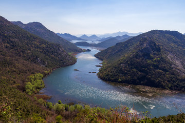 Naklejka na ściany i meble Panoramic view of Skadar Lake, Montenegro