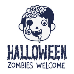 boy head with sombie costume and welcome message