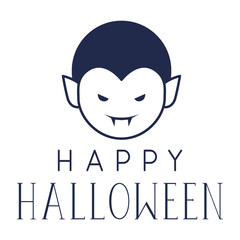 cute little boy head with dracula costume and message