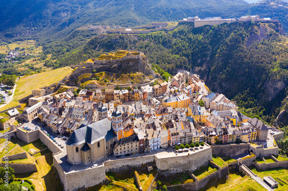 Wall mural Aerial view on the city Briancon. France