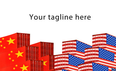 Fototapeta premium Concept image of USA-China trade war, Economy conflict, US tariffs on exports to China, Trade frictions