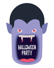 cute little boy head with dracula costume and message