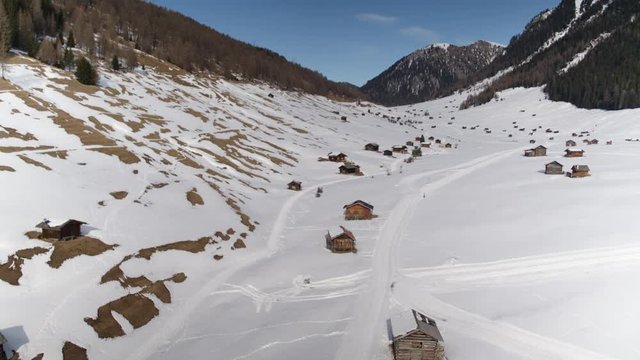 drone pan over winter valley tschey pfunds tirol