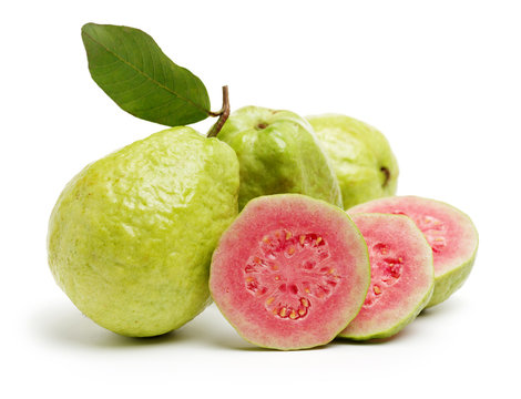 Pink guava isolated on white background