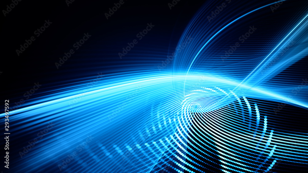 Fototapete Abstract background element. Fractal graphics series. Composition of glowing lines and mosaic halftone effects. Wide format high resolution image. 3d illustration