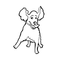 Black and White Cartoon Illustration of Funny Cocker Spaniel Dog for Coloring Book