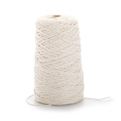 White rope roll, necessary equipment for strapping post box isolated on white background with clipping path.