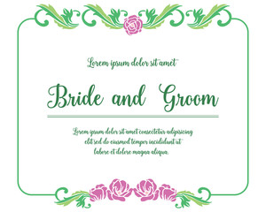 Perfect purple wreath frame for invitation or greeting card bride and groom. Vector