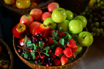 Fototapeta na wymiar Colorful Fake fruit for sale.