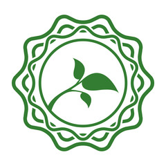 Abstract green leaf emblem. Bio organic logo.