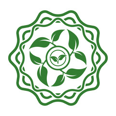 Abstract green leaf emblem. Bio organic logo.