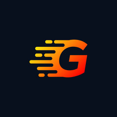 Initial Letter G Fast Logo Design isolated on dark blue background 