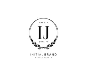 I J IJ Beauty vector initial logo, handwriting logo of initial signature, wedding, fashion, jewerly, boutique, floral and botanical with creative template for any company or business.