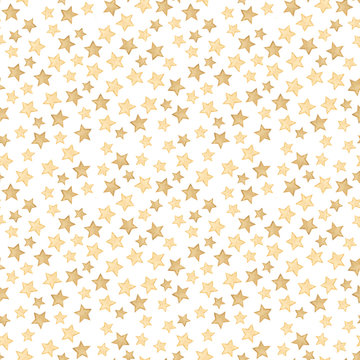 Seamless watercolor pattern with gold stars. Abstract background.