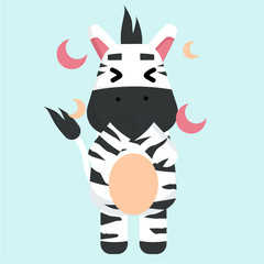 Fototapeta na wymiar a cute zebra child character covering his mouth while standing vector illustration