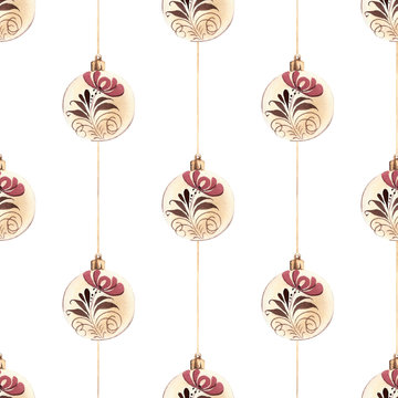 Christmas balls seamless pattern. Minimalistic design. Vintage.