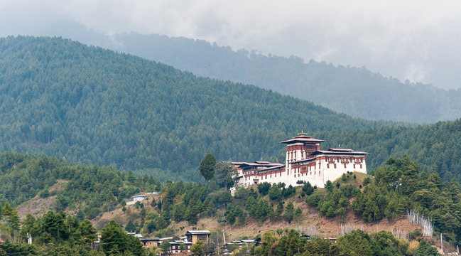 Jakar Dzong On Mountain