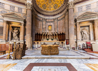 Details from interior of Pantheon in Rome, Italy