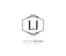 L J LJ Beauty vector initial logo, handwriting logo of initial signature, wedding, fashion, jewerly, boutique, floral and botanical with creative template for any company or business.