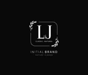 L J LJ Beauty vector initial logo, handwriting logo of initial signature, wedding, fashion, jewerly, boutique, floral and botanical with creative template for any company or business.