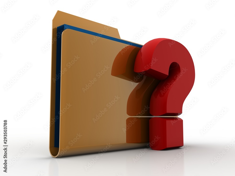 Poster 3d rendering file folder with question symbol