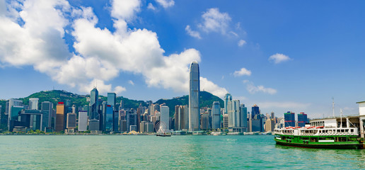 Panorama of Hong Kong skyline, China
