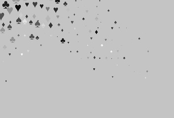 Light Silver, Gray vector pattern with symbol of cards.