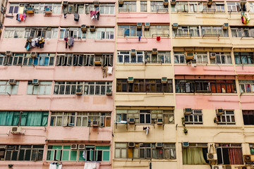 Old apartments, downtown Hong Kong, China