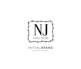 N J NJ Beauty vector initial logo, handwriting logo of initial signature, wedding, fashion, jewerly, boutique, floral and botanical with creative template for any company or business.