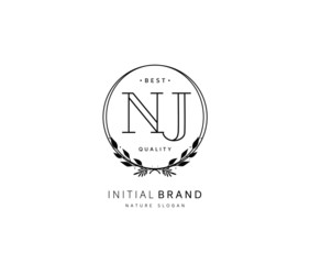 N J NJ Beauty vector initial logo, handwriting logo of initial signature, wedding, fashion, jewerly, boutique, floral and botanical with creative template for any company or business.