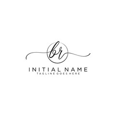 BR Initial handwriting logo with circle template vector.