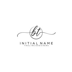 BT Initial handwriting logo with circle template vector.