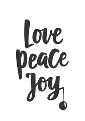 Simple Christmas card. Hand drawn text and holiday symbols