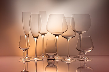 Different glasses on reflection surface