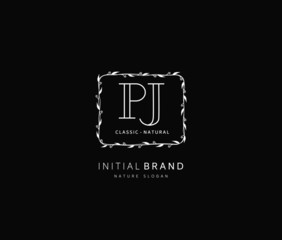 P J PJ Beauty vector initial logo, handwriting logo of initial signature, wedding, fashion, jewerly, boutique, floral and botanical with creative template for any company or business.