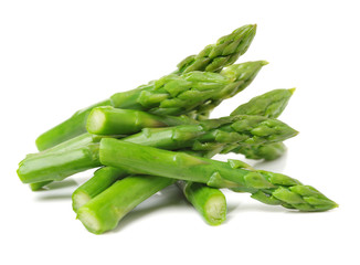Effective Boiled asparagus on white background