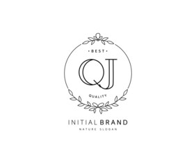 Q J QJ Beauty vector initial logo, handwriting logo of initial signature, wedding, fashion, jewerly, boutique, floral and botanical with creative template for any company or business.